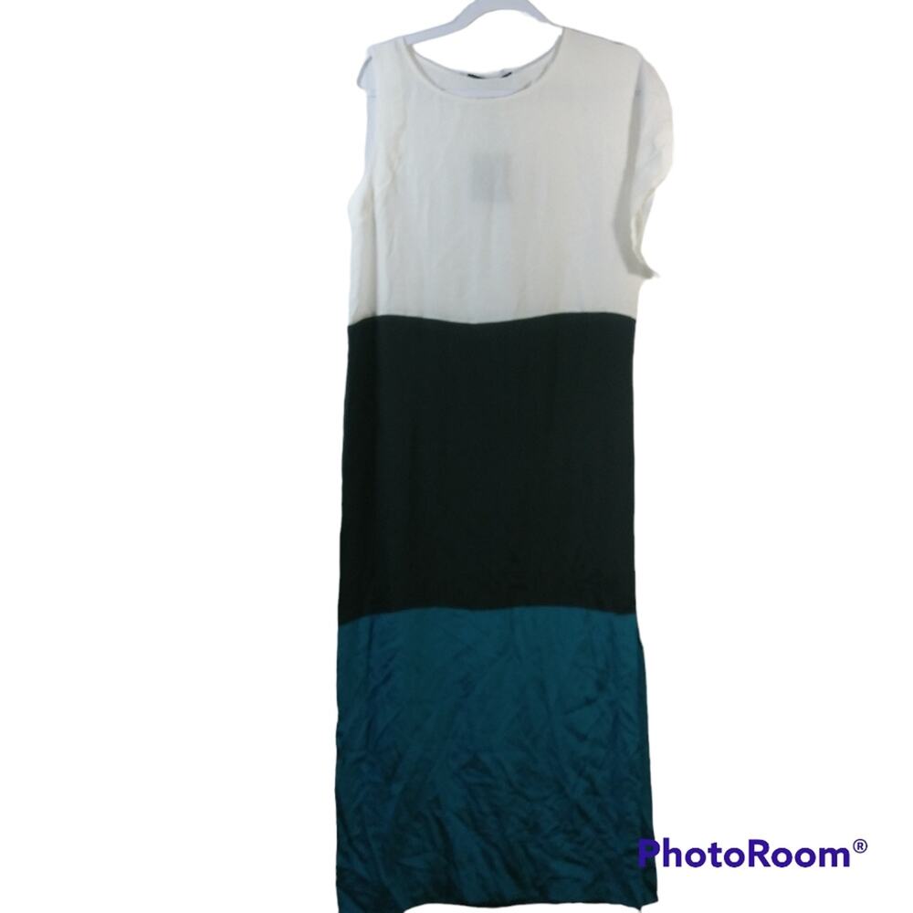 Mimosa Color Block Silk Maxi Dress Contemporary Vacation Size 10